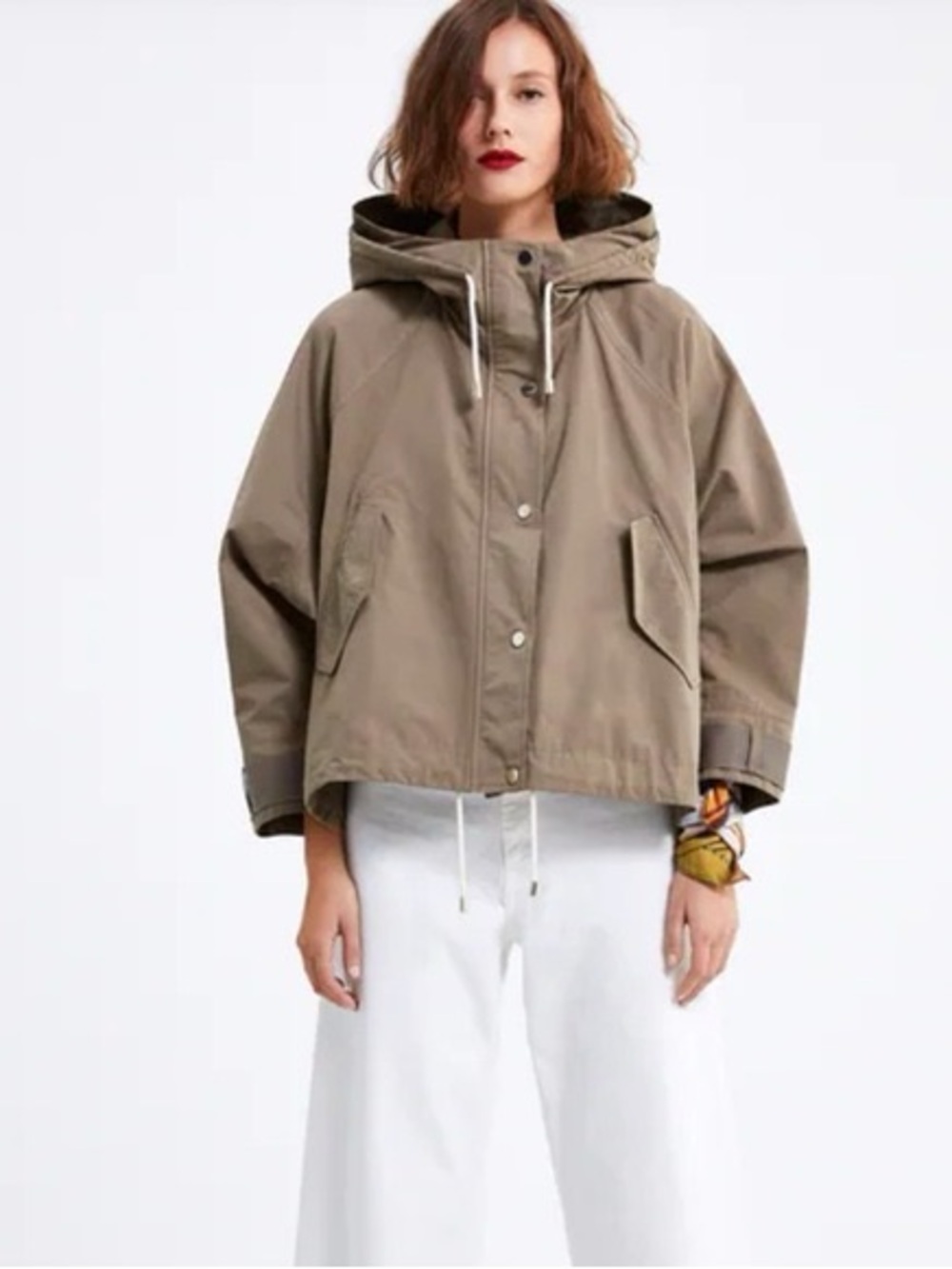 Zara Olive Green Hooded Utility Jacket